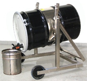 Stainless Steel Mobile Karrier Model 80i-SS, drum carrier, drum carriers, mobile drum carrier, mobile drum carriers, drum karrier, drum karriers, Morse karrier, drum pourer, mobile drum pourer, pouring drums, Mobile Drum Carriers, morse drum dumper,